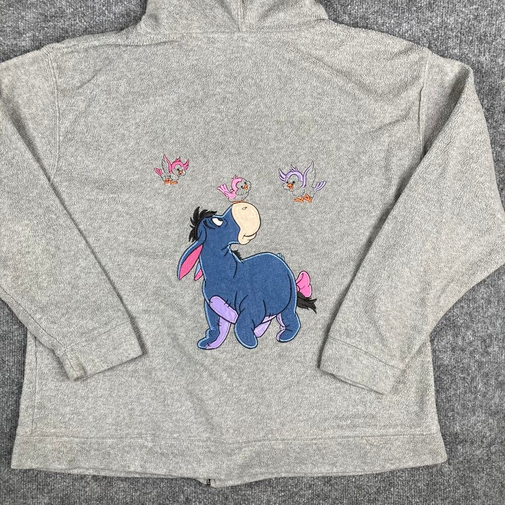 Disney Eeyore Hoodie Womens 2X Gray Full Zip Sweatshirt Embroidered Graphic‎